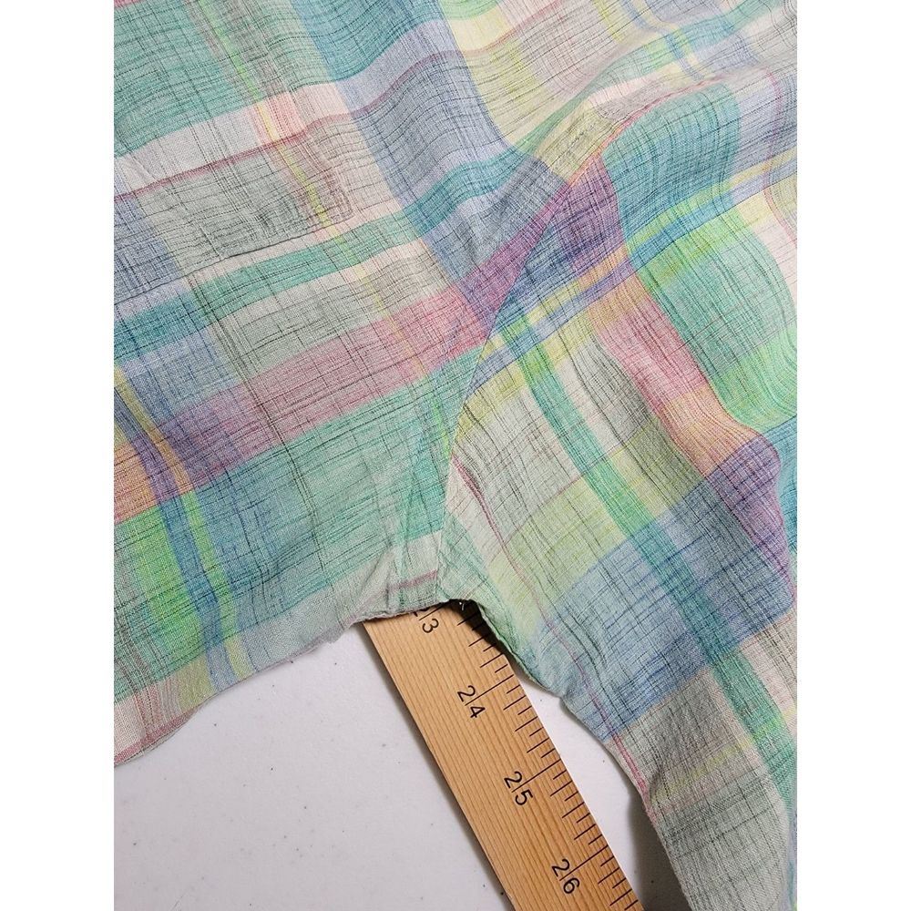 Multicolored Pastel Plaid FLYING SCOTSMAN Short Sleeve Button Shirt - Large - Picture 5 of 5
